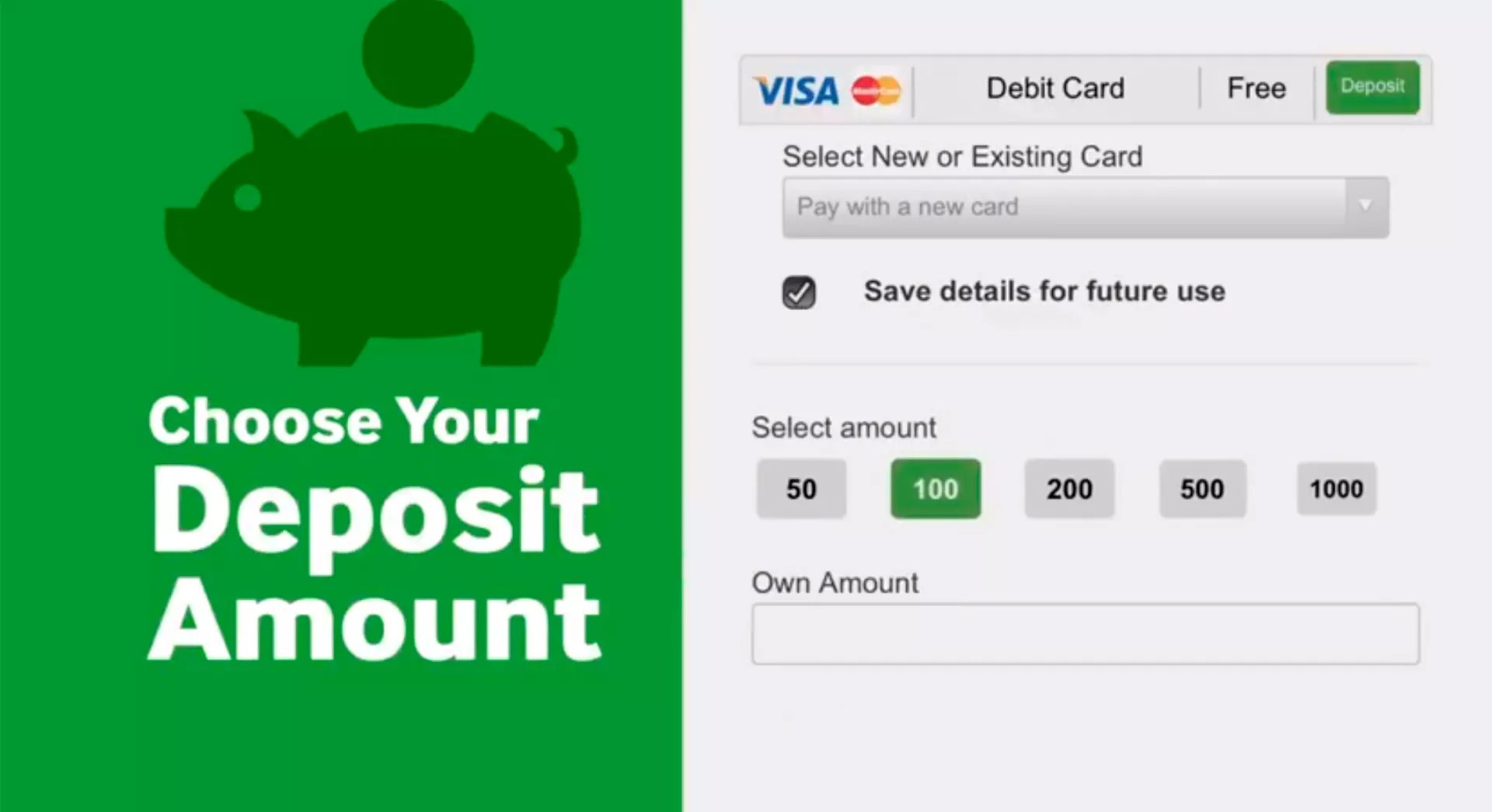 Enter a deposit amount in a specific field.