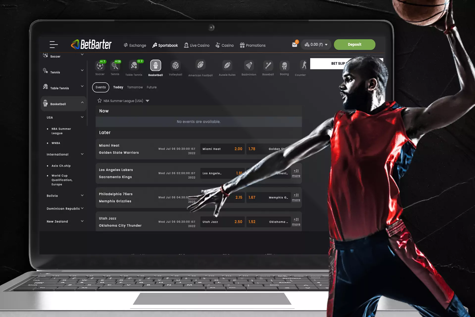 BetBarter supports basketball betting.