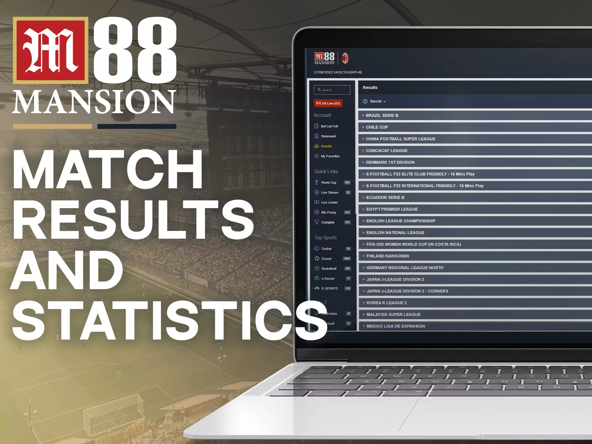 After a match, you can check the results right on the FUN88 website.