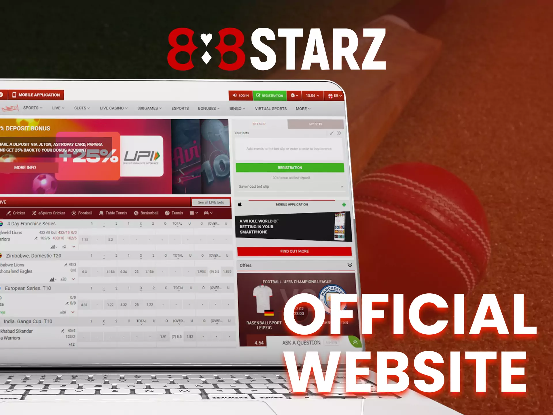 VIsit 888starz official website for start betting.