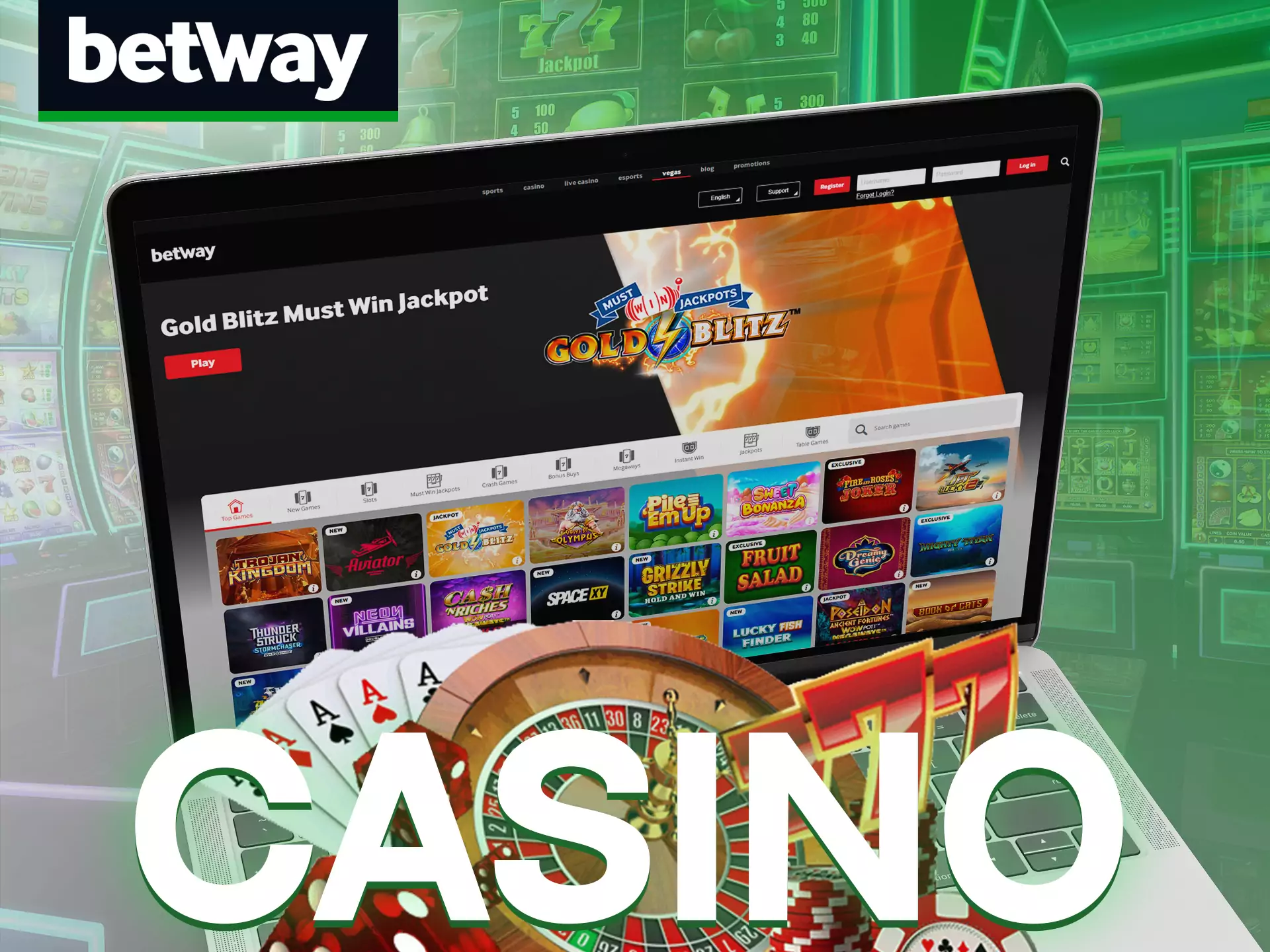 Play different casino games at Betway.