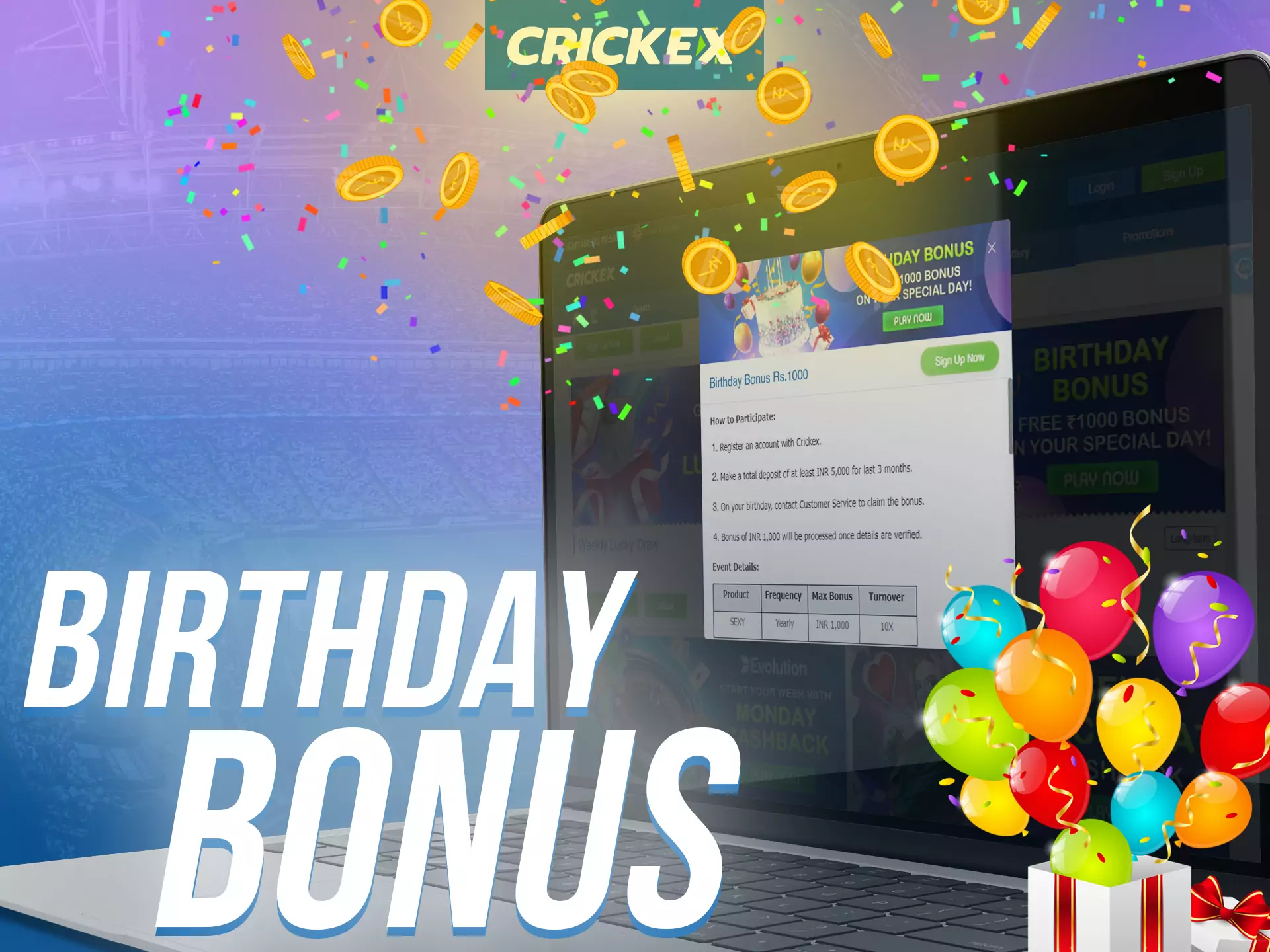 On FUN88, enter your birthday and get a special bonus.