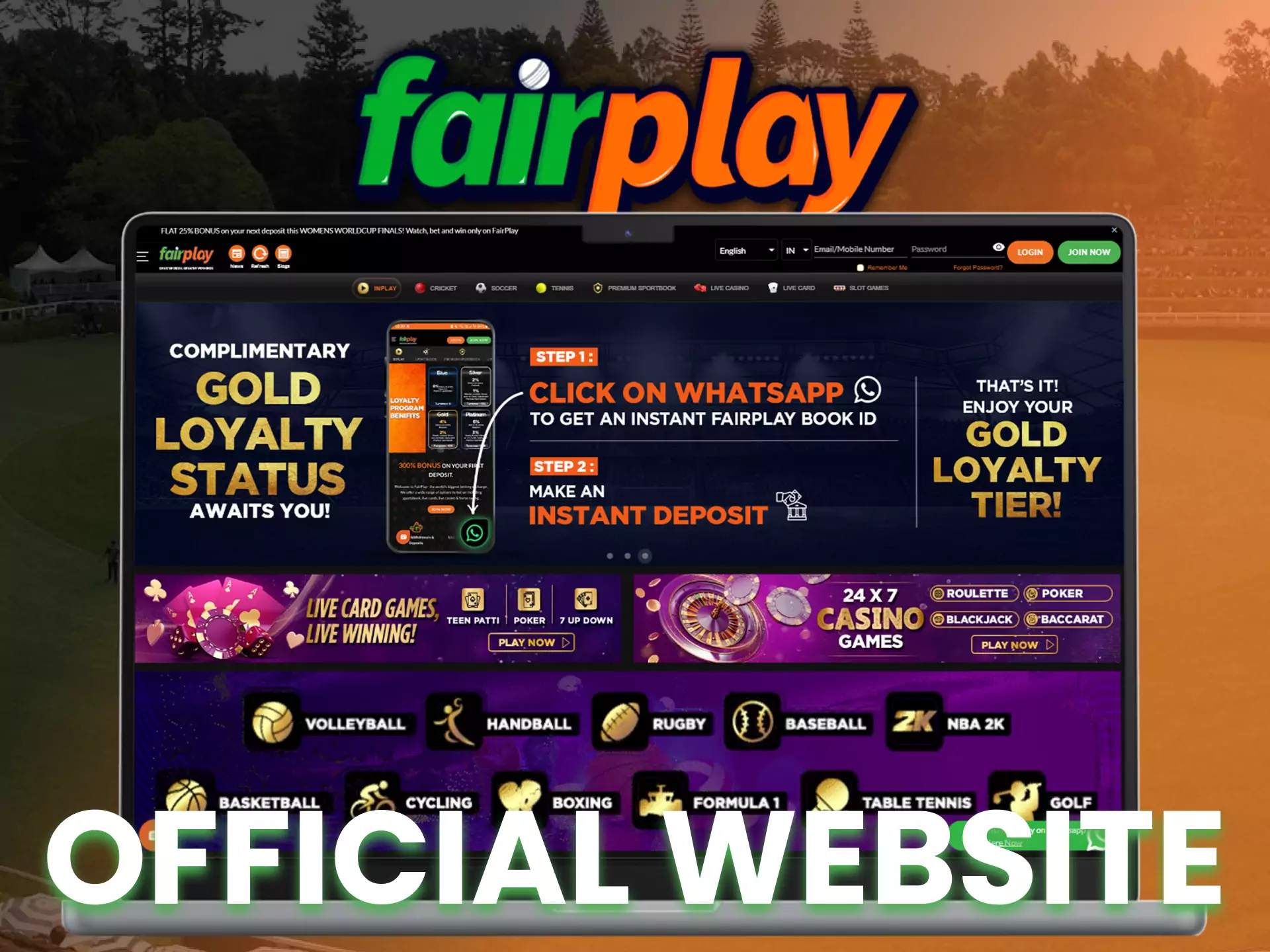 Visit the official site of Fairplay, you can also play games and bet on sports there.