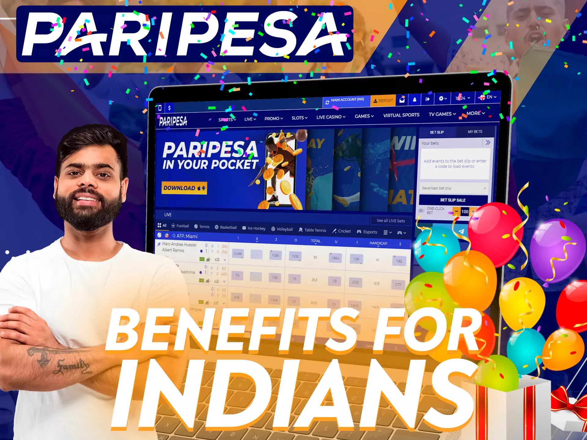 Paripesa offers profitable bonuses to its players from India.